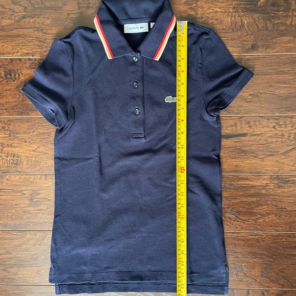 (Rare!) Lacoste Fancy Stripe Collar Polo Shirt - Navy, Size 32 (US XS) - Picture 3 of 6